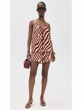 Womens Two-Piece Brown Zebra Print Skirt Set